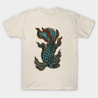 Lined hand drawn betta fish. T-Shirt